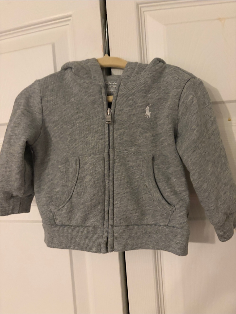 Polo by Ralph Lauren Toddler Light Gray Hooded Zip Sweatshirt Size 6 Months